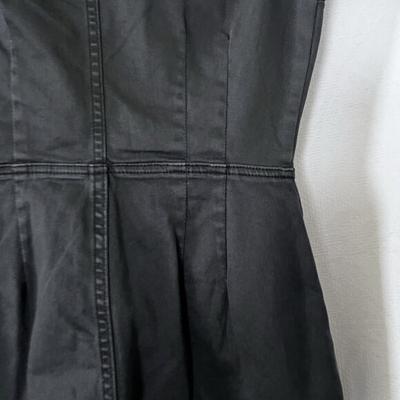 NWT Free People CRVY Lennox Shortsuit Romper Dark Gray Denim, Zip-Up, Size 8 - Picture 10 of 14